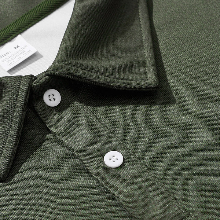 Herren Relaxed Polo-Sweatshirt mit Druckknopf-Blende und Kontrastarmdetails Drune