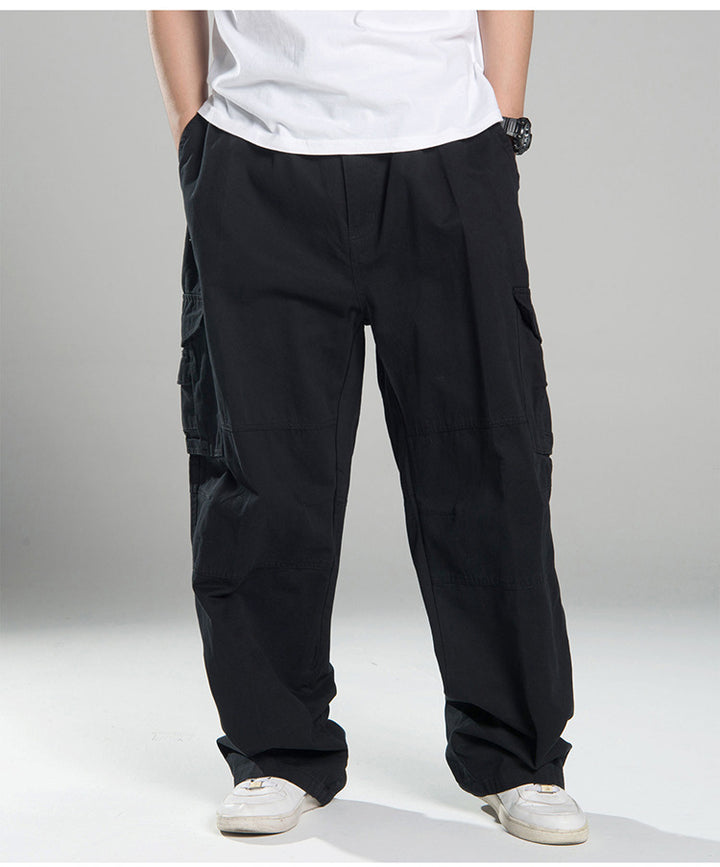 Herren Oversized Cargo-Hose mit weitem Bein, Mehrfach-Taschen und verstärkten Nähten Drune
