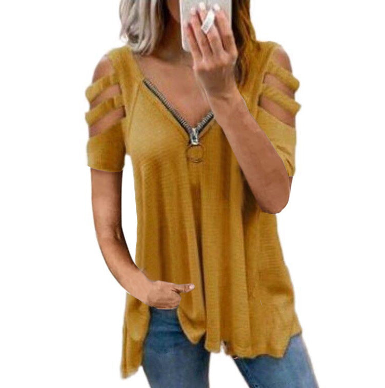 Damen Strickpullover mit modischen Cut-Out-Ärmeln Drune