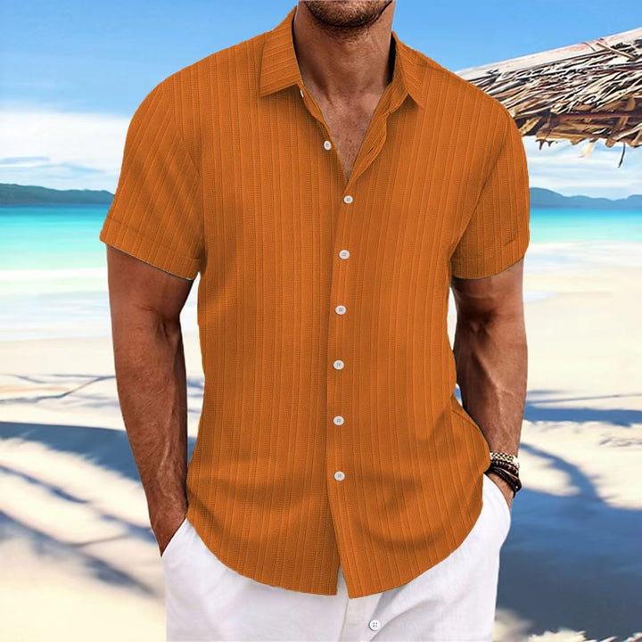 Herren Kurzarm gestreiftes lässiges Button-Up Hemd Drune