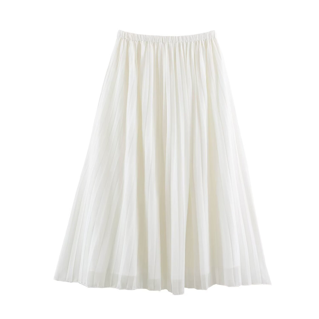 Damen Plissierter Maxi-Rock aus Chiffon mit elastischem Bund Drune