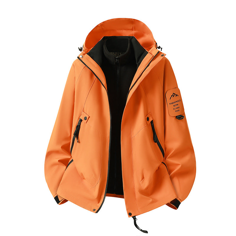 Herren Zwei-in-eins Wetterschutzjacke mit abnehmbarer Steppweste und verstellbarer Kapuze Drune