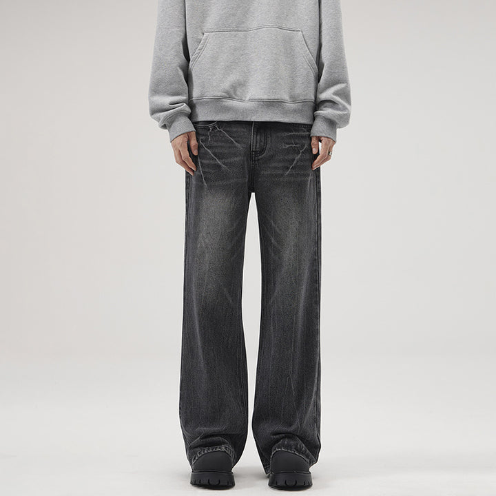 Herren Extraweite Vintage-Baggy-Jeans mit tiefem Schritt und weitem Saum Drune