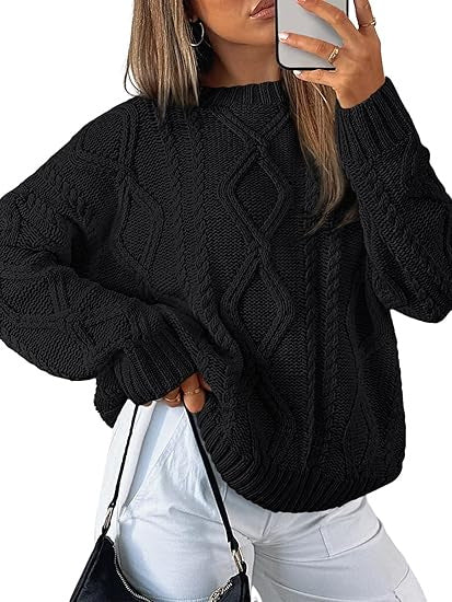 Damen Oversize-Zopfmuster-Pullover aus grobem Strick Drune