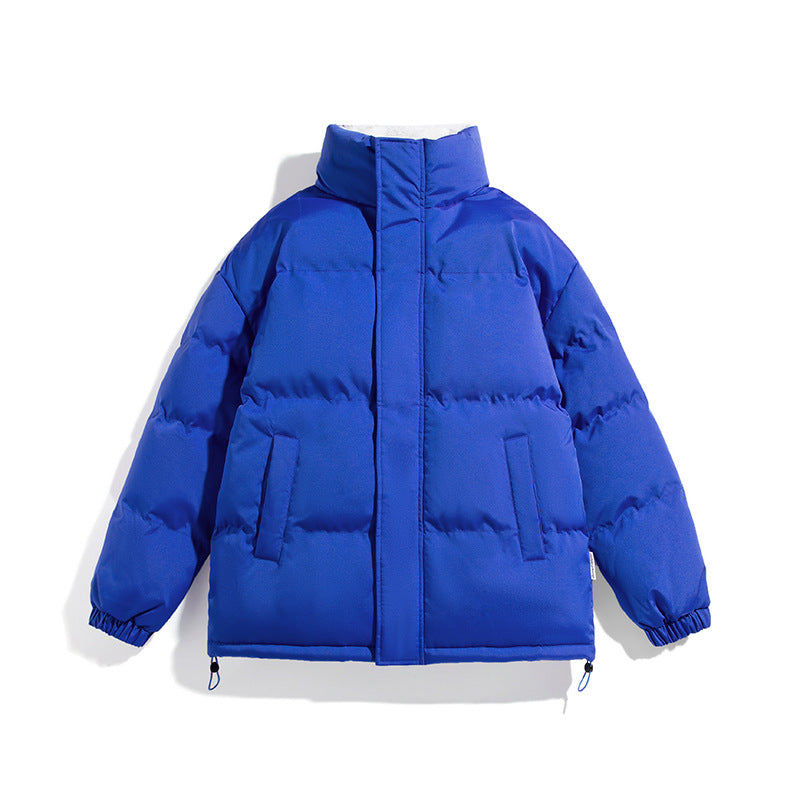 Unisex Boxy-Pufferjacke mit hohem Stehkragen, verdecktem Reißverschluss und verstellbarem Kordelzugsaum Drune