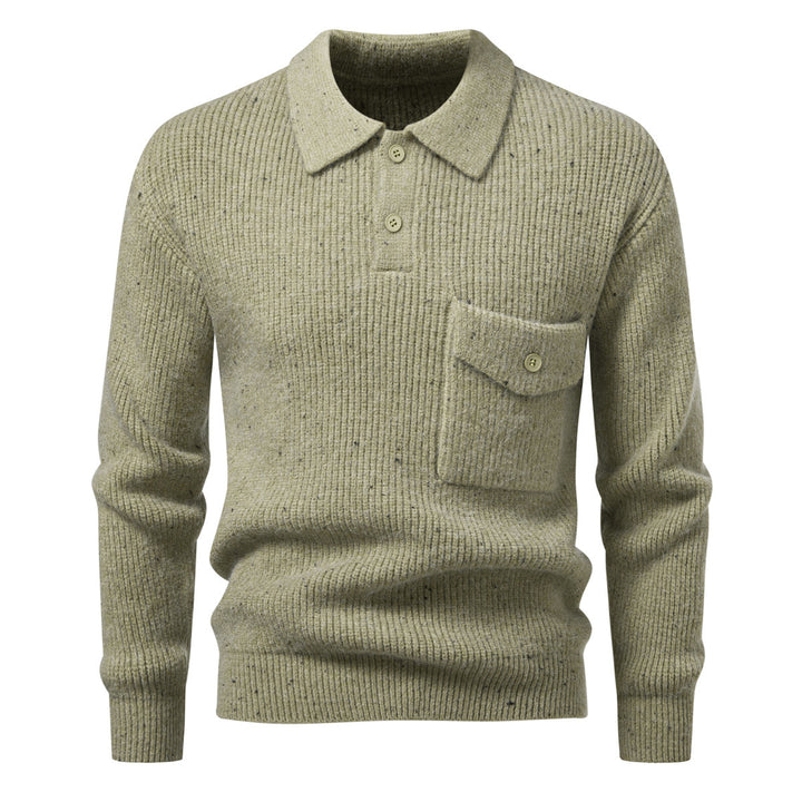 Herren Polokragen-Pullover aus Rippenstrick mit aufgesetzter Brusttasche Drune