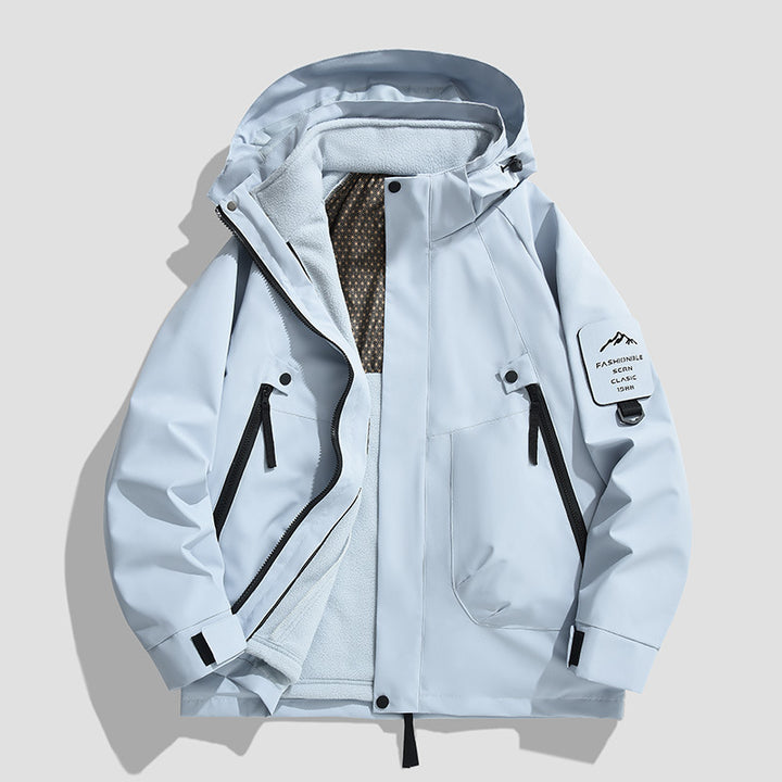 Herren Wasserdichte Utility-Softshelljacke mit Kapuze, schräge Reißverschlusstaschen & verstellbaren Ärmelriegeln Drune