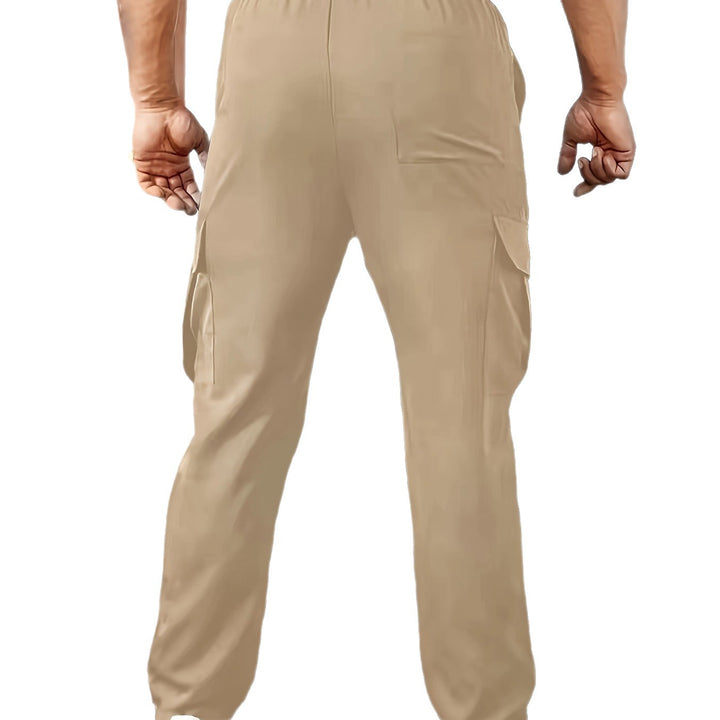 Herren Tapered Cargo-Jogginghose mit flachem Tunnelzug, Mehrfachtaschen & schmalem Knöchelsaum Drune
