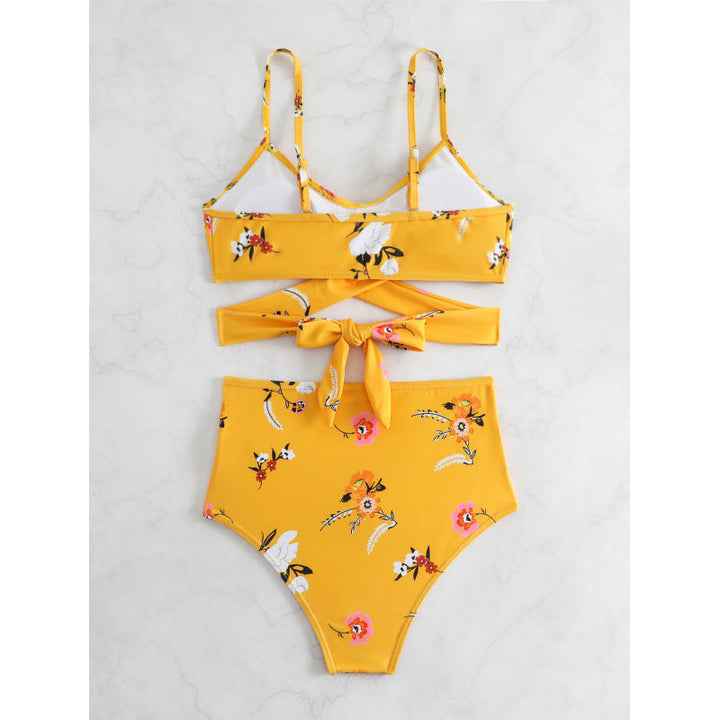 Damen Bikiniset mit hohem Bund und geknotetem Oberteil Drune