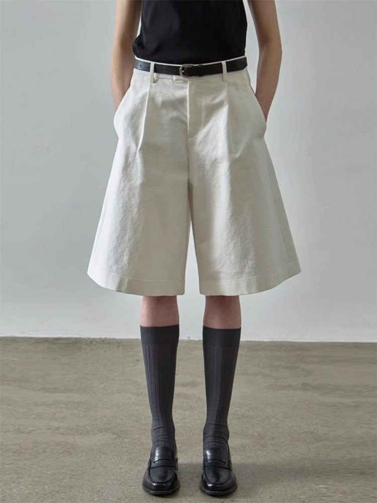 Damen weite Shorts mit Bundfalten und seitlichen Eingrifftaschen Drune