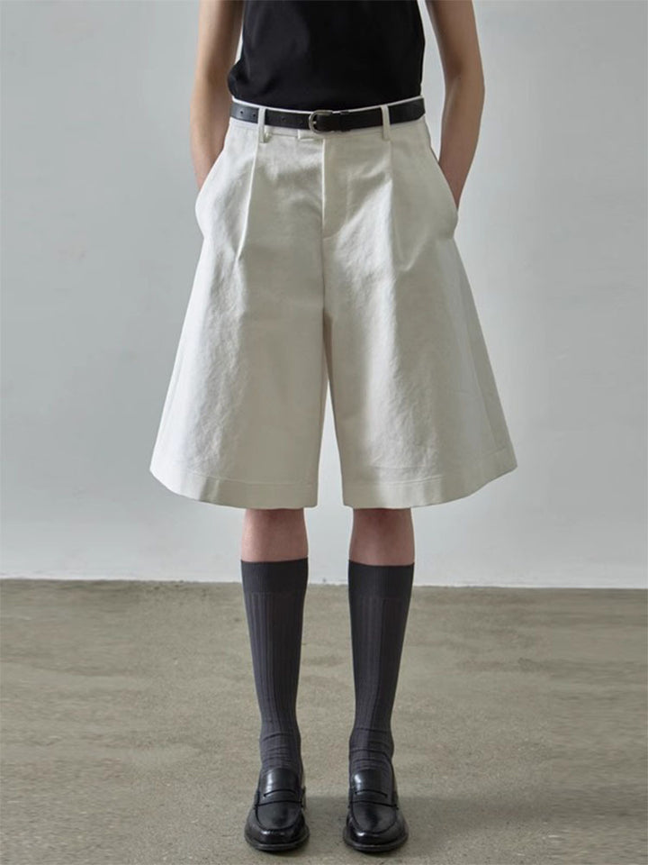 Damen weite Shorts mit Bundfalten und seitlichen Eingrifftaschen Drune