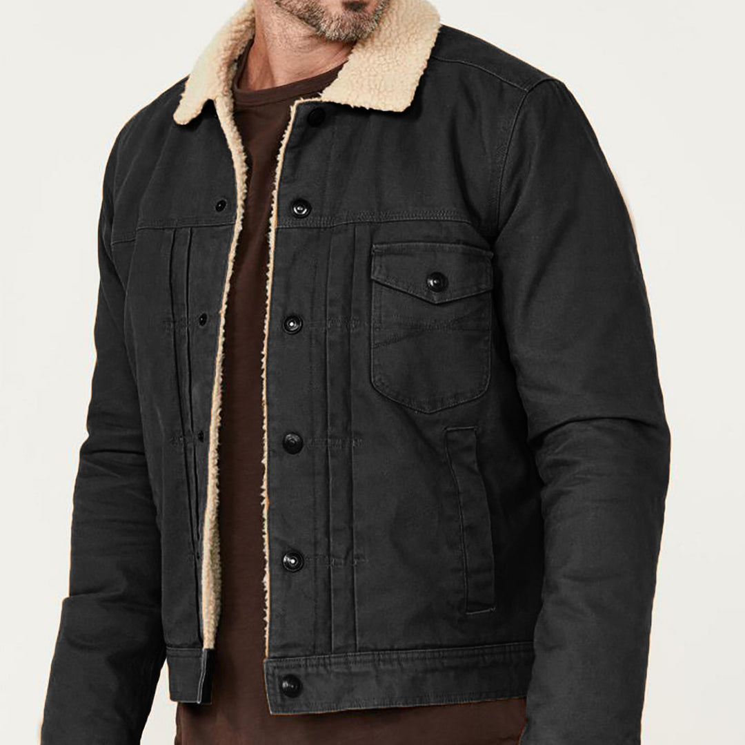 Herren Fleecegefütterte Denimjacke Drune