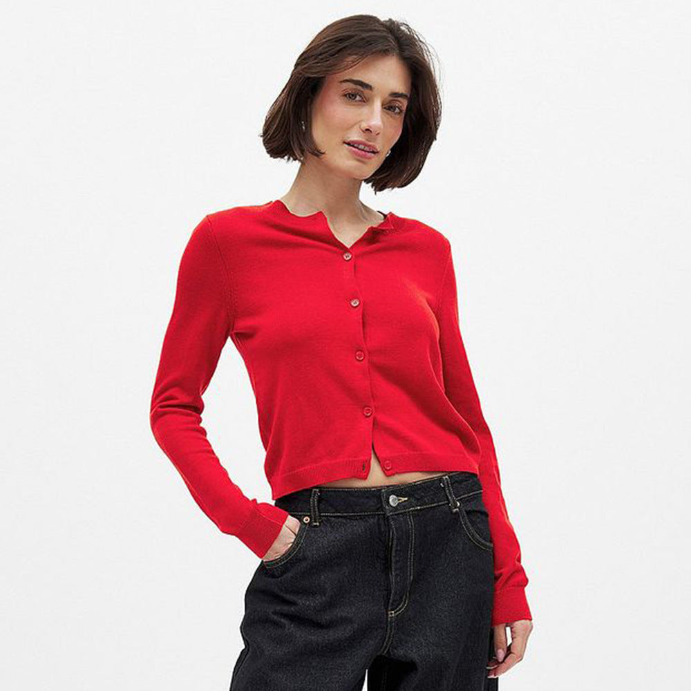 Damen Feiner Strickcardigan mit Knopfleiste und tailliertem Schnitt Drune