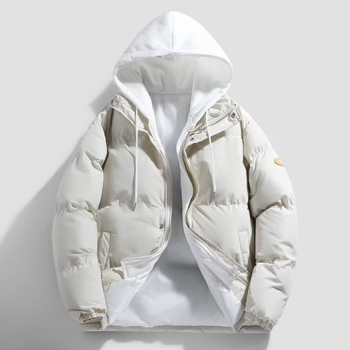 Herren Gepolsterte Winter-Steppjacke mit zweilagiger Kapuze und elastischen Bündchen Drune
