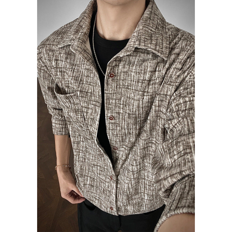 Herren Strukturierte Freizeit-Bluse Drune