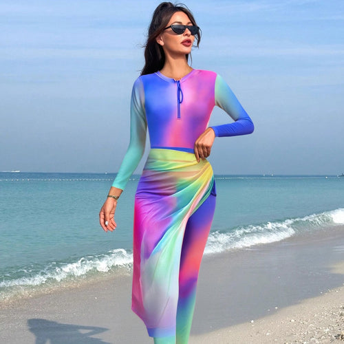Damen modischer Langarm-Surfsuit mit Wickeloptik Drune