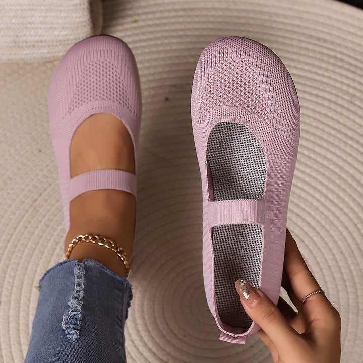 Damen Komfortable Ballerinas mit elastischem Riemendesign und atmungsaktivem Obermaterial Drune