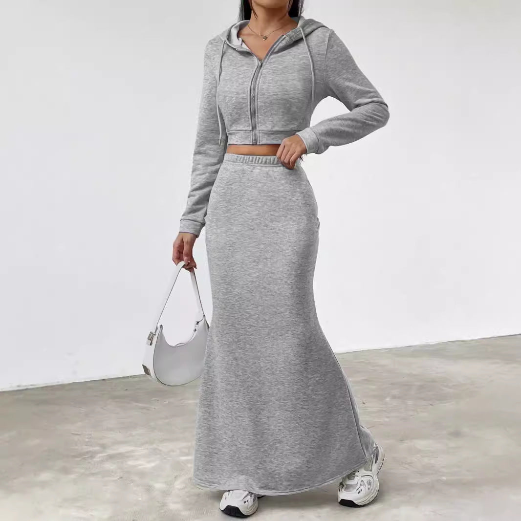 Damen Hoodie und Maxi-Rock Set Drune