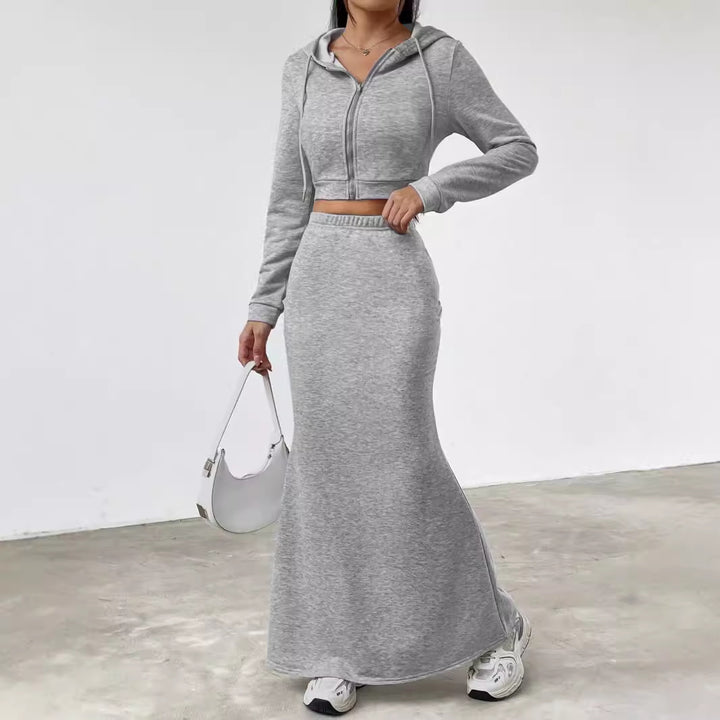 Damen Hoodie und Maxi-Rock Set Drune