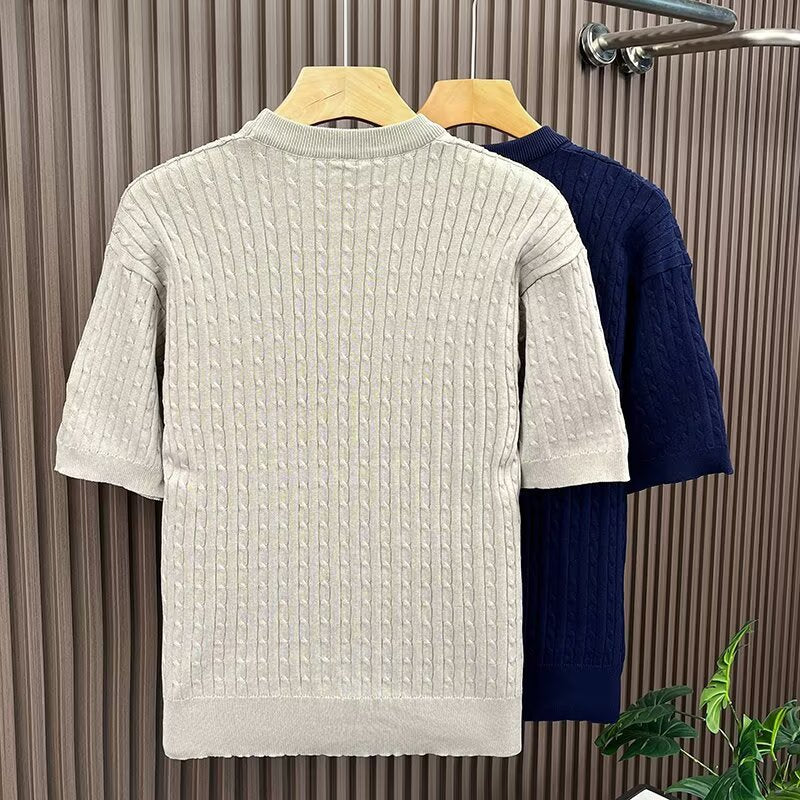 Damen Eleganter Strickpullover mit Kurzarm Drune