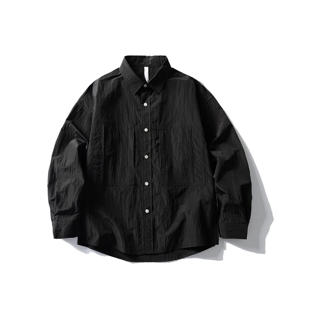 Herren Oversize Utility-Hemdjacke aus Ripstop mit Druckknopfblende und aufgesetzten Taschen Drune