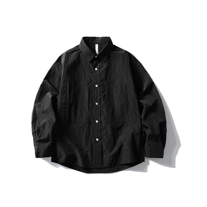 Herren Oversize Utility-Hemdjacke aus Ripstop mit Druckknopfblende und aufgesetzten Taschen Drune
