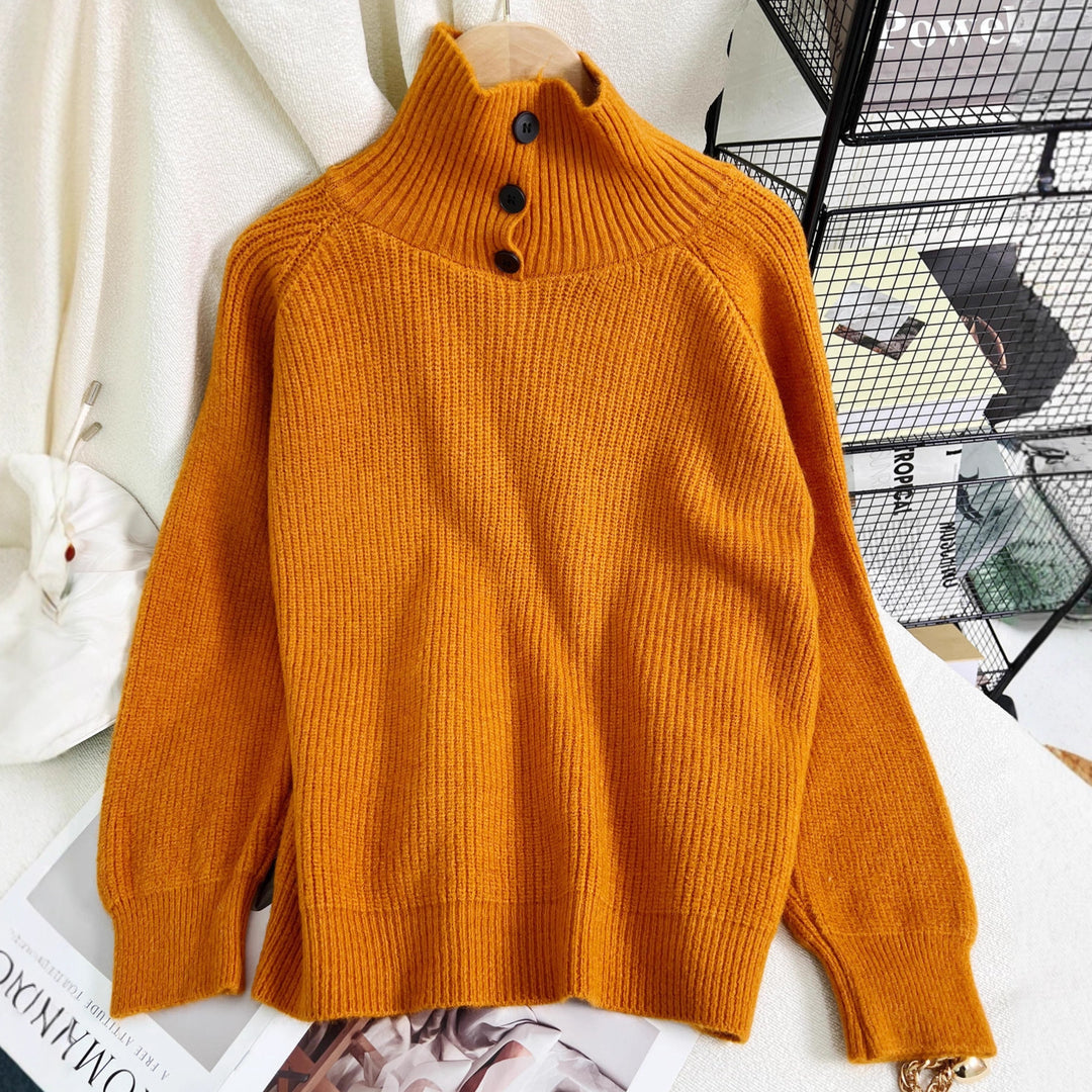 Damen warmer Rollkragenpullover aus weichem Strickmaterial Drune