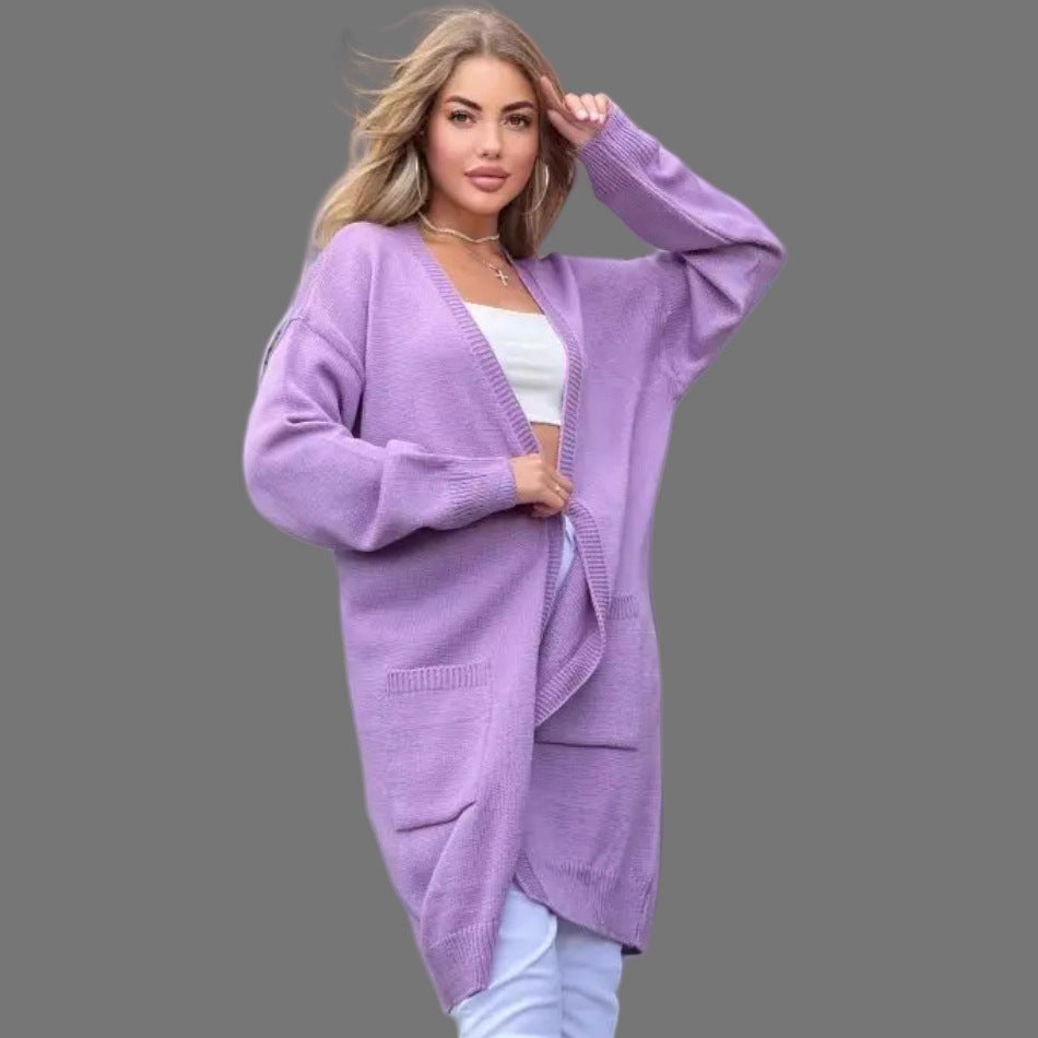 Damen Grobstrick-Cardigan mit großzügigen Taschen und offenem Schnitt Drune