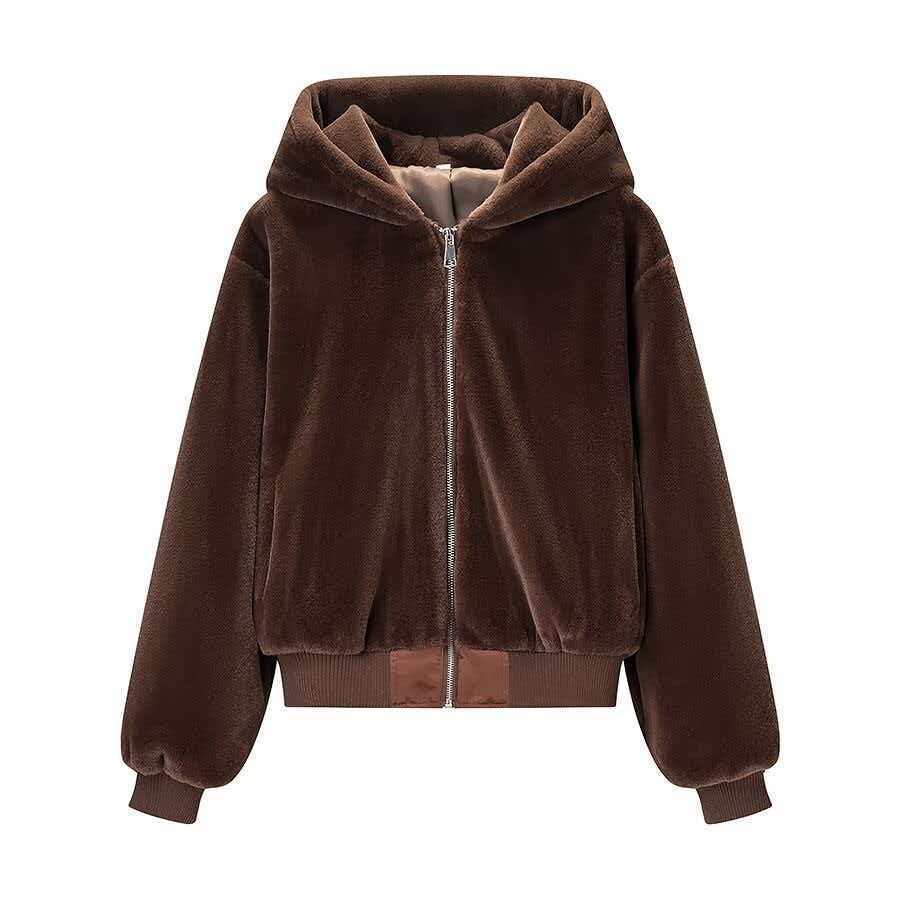 Damen Wende-Kapuzenblouson mit Plüsch- und Fleece-Seite Drune
