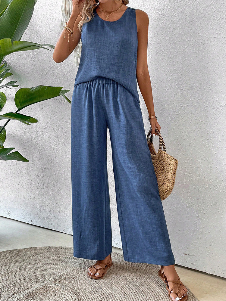 Damen luftiges Sommer-Set mit gehäkeltem Rückenteil und weitem Schnitt Drune