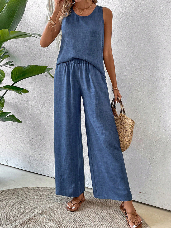 Damen luftiges Sommer-Set mit gehäkeltem Rückenteil und weitem Schnitt Drune