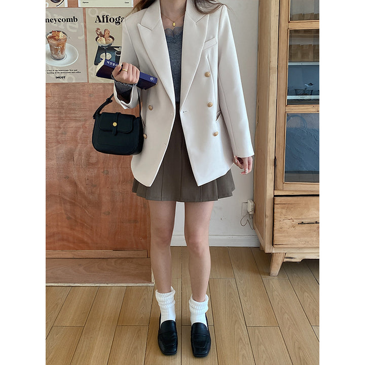 Damen klassische Doppelreiher Blazer Drune
