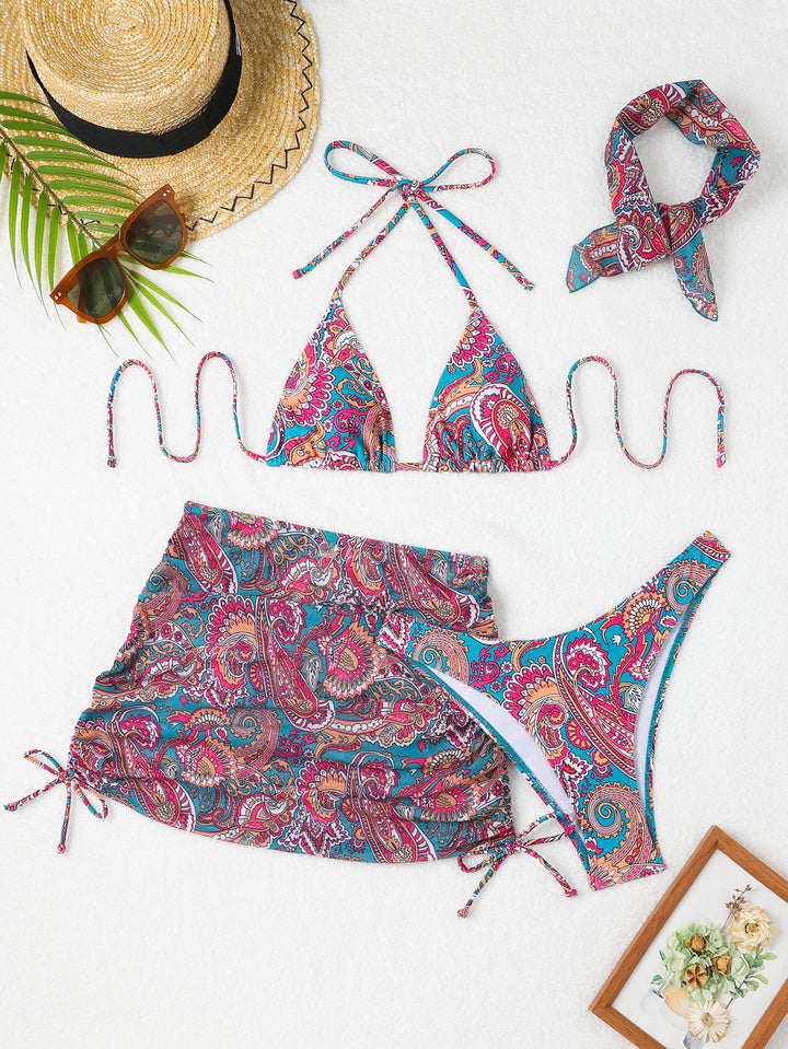 Damen Triangel-Bikini-Set mit Wickelrock Drune