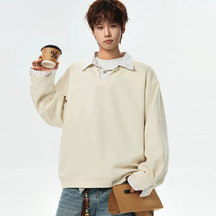 Herren Oversized Sweatshirt mit V-Notch-Kragen und Drop-Shoulder Drune