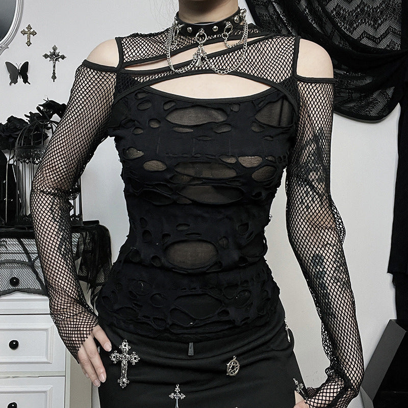 Damen Modisches Oberteil mit transparentem Mesh-Design und raffinierten Cut-Outs Drune