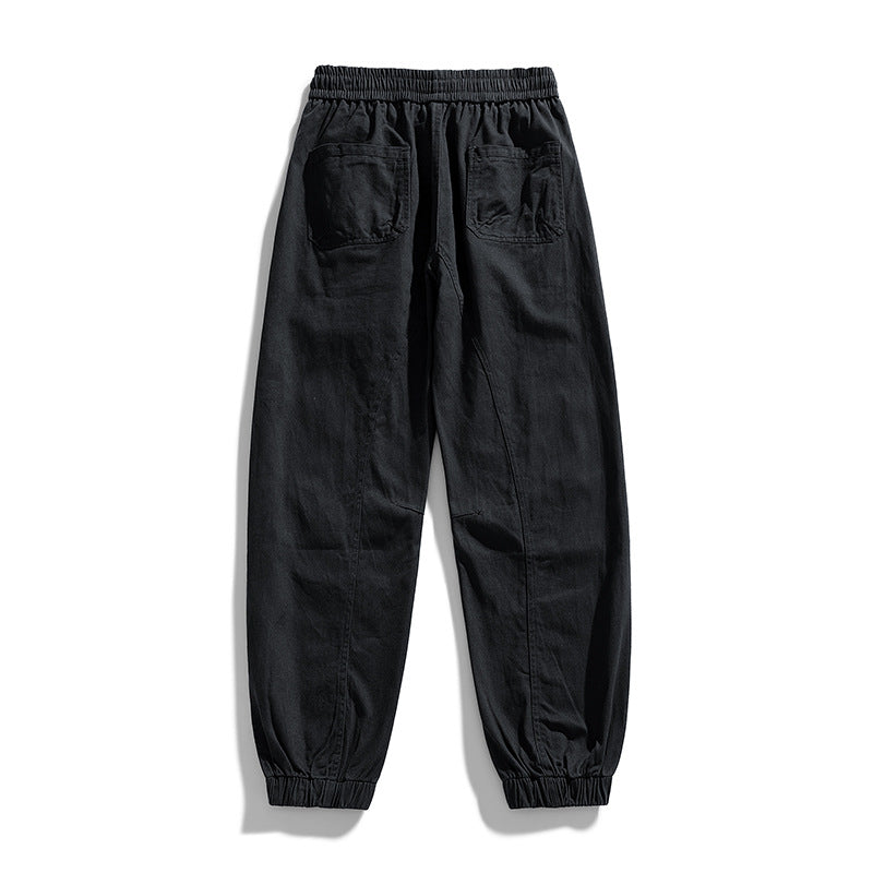 Herren Oversized Utility-Jogginghose aus robustem Baumwollmix mit Kordelbund, seitlichen Cargo‑Taschen & gerippten Bündchen Drune