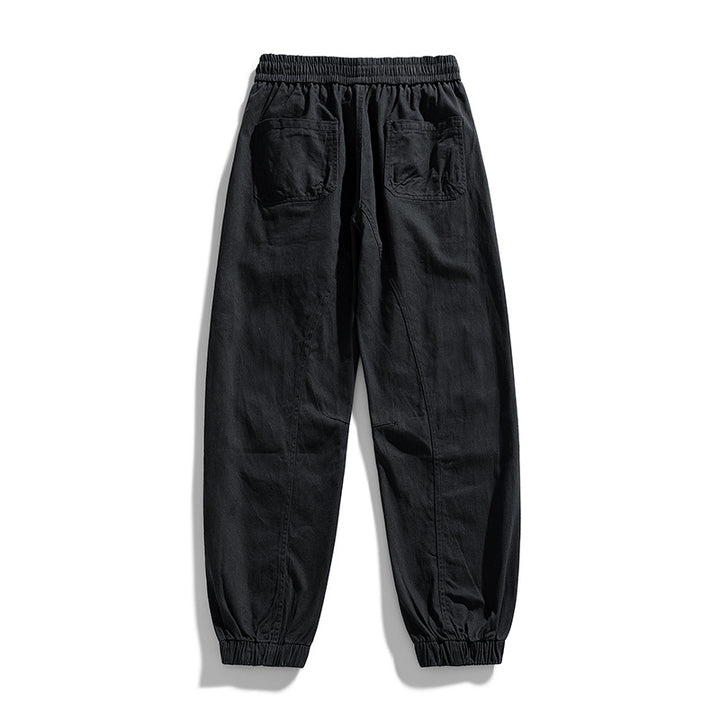 Herren Oversized Utility-Jogginghose aus robustem Baumwollmix mit Kordelbund, seitlichen Cargo‑Taschen & gerippten Bündchen Drune
