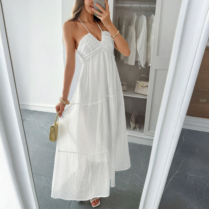 Damen Maxidress mit elegantem Rüschendesign und verstellbaren Spaghettiträgern Drune