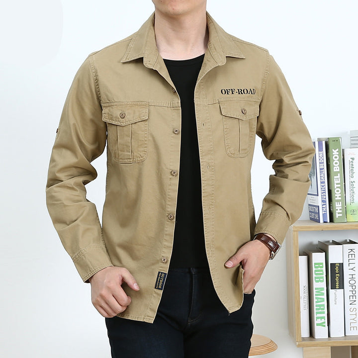 Herren Baumwoll-Utility-Hemd mit Pattentaschen und legerer Passform Drune
