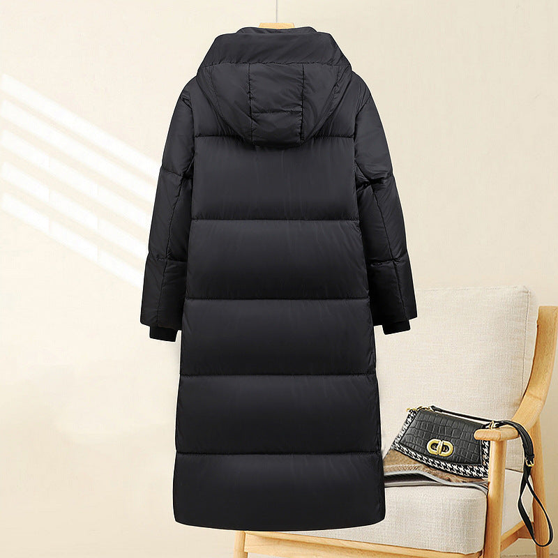 Damen nan extralang gesteppter Thermoparka mit ergonomischer Kapuze, innenliegenden Rippbündchen und verdeckter Frontblende Drune