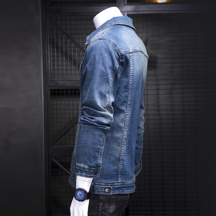 Herren Modische Jeansjacke mit Brusttaschen Drune