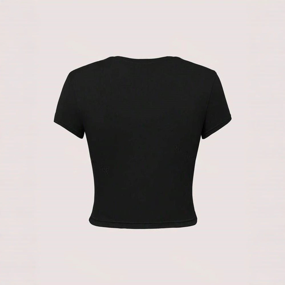 Damen lässiges Crop-T-Shirt mit kreativem Grafikdesign Drune