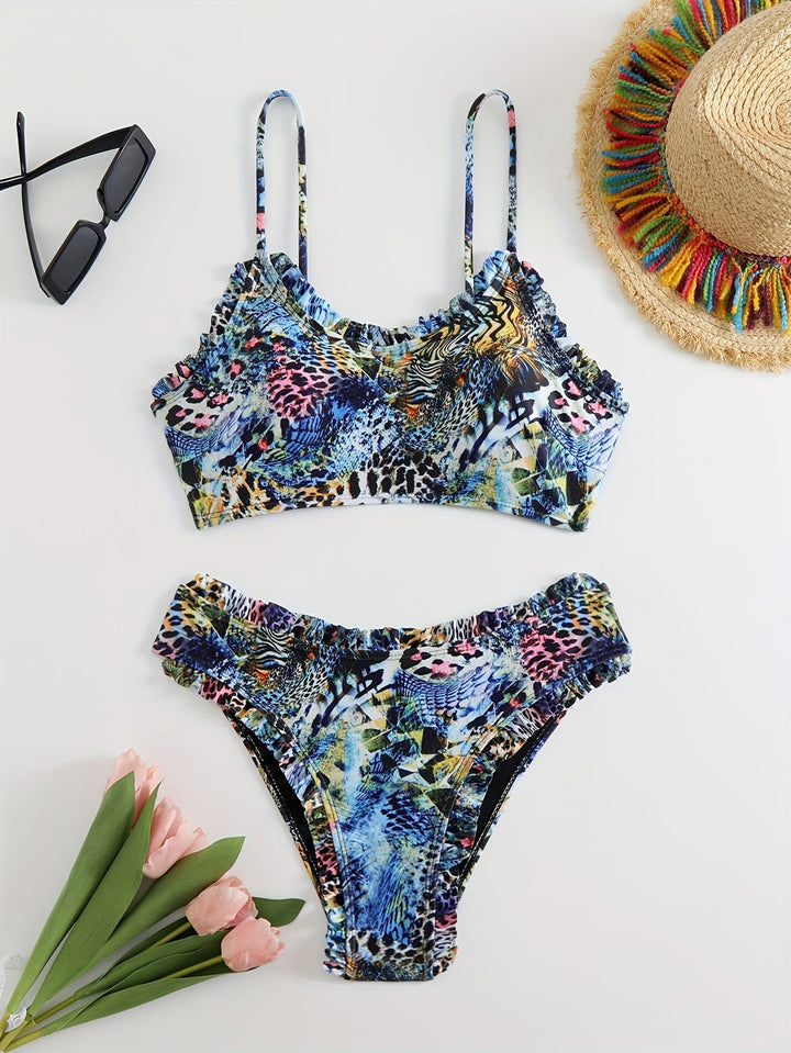 Damen Bunte Bikini Oberteil und Unterteil Drune