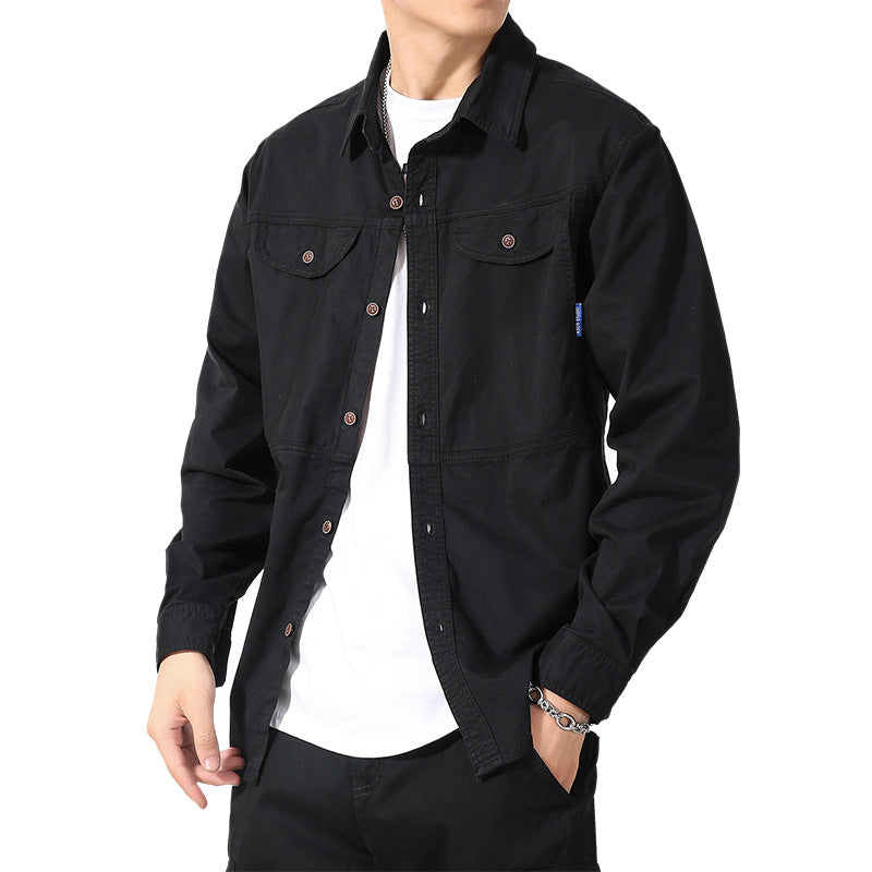 Herren Overshirt aus Baumwoll-Twill mit Brustklappen und entspanntem Regular-Fit Drune