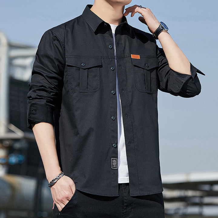Herren Hemdjacke im Utility‑Stil mit Brustpattentaschen Drune