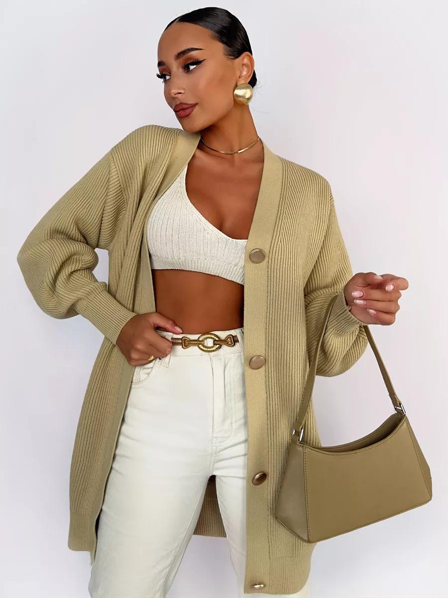 Damen Strickmantel mit oversized Schnitt und eleganten Knopfdetails Drune