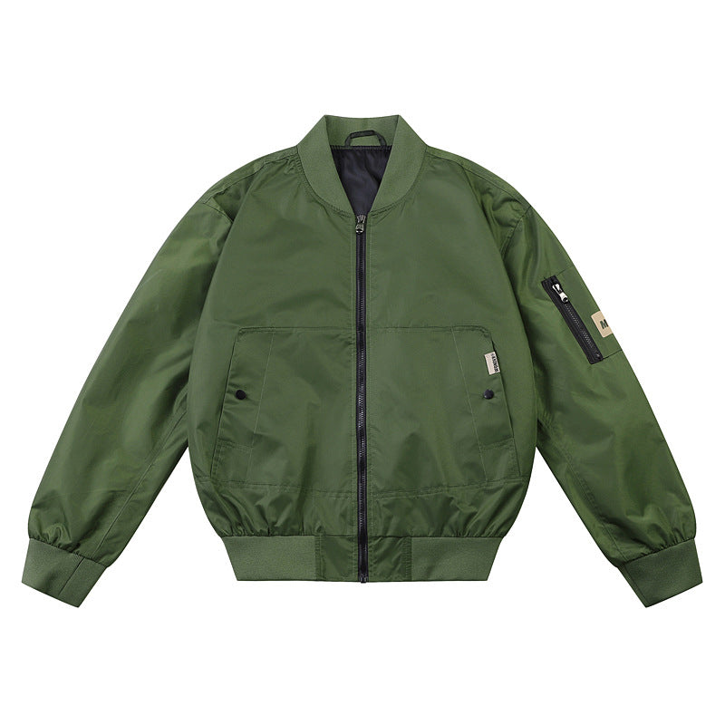 Herren  leichte Nylon Bomberjacke mit geripptem Kragen, Bündchen, Saum und Ärmeltasche mit Reißverschluss Drune