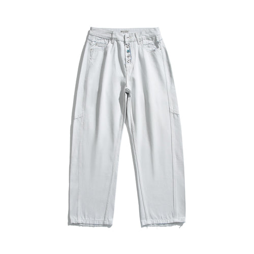 Damen Hochtaillierte Relaxed-Fit-Jeans mit sichtbarer Knopfleiste und Cargo-Seitennähten Drune