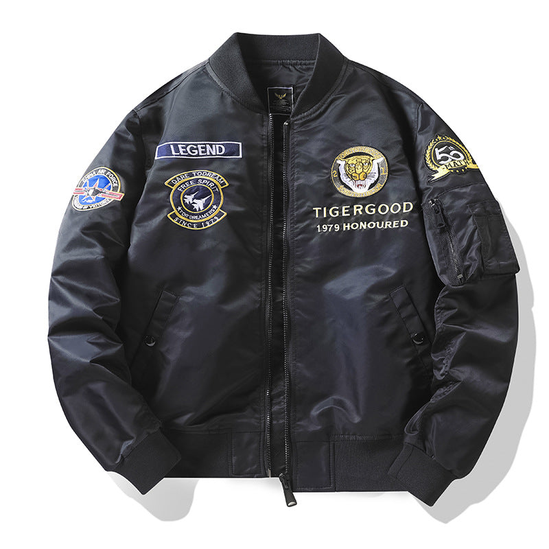 Herren Sportliche Bomberjacke mit vielen detaillierten Patches Drune