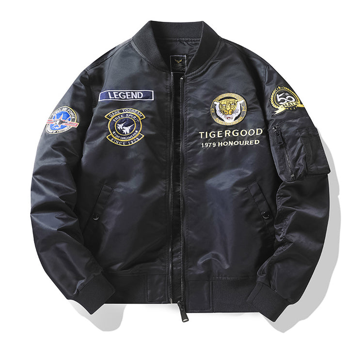 Herren Sportliche Bomberjacke mit vielen detaillierten Patches Drune